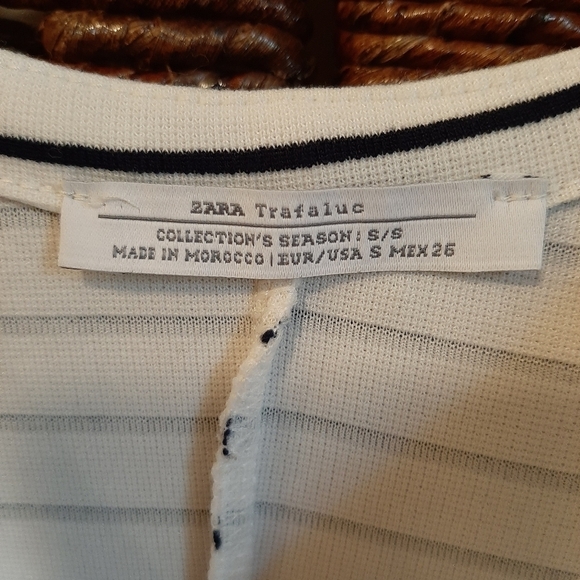 Zara Trafaluc Fit & Flare Short Sleeve Striped Mini Skater Dress White Size S - Picture 3 of 5